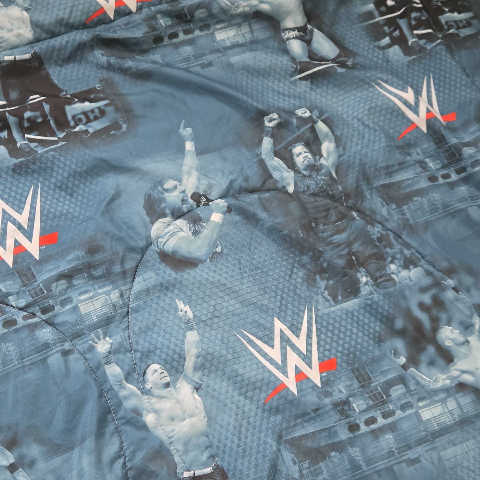 WWE 2015 Reversible Comforter Blanket 84×62″ John Cena Roman Reigns Randy Orton