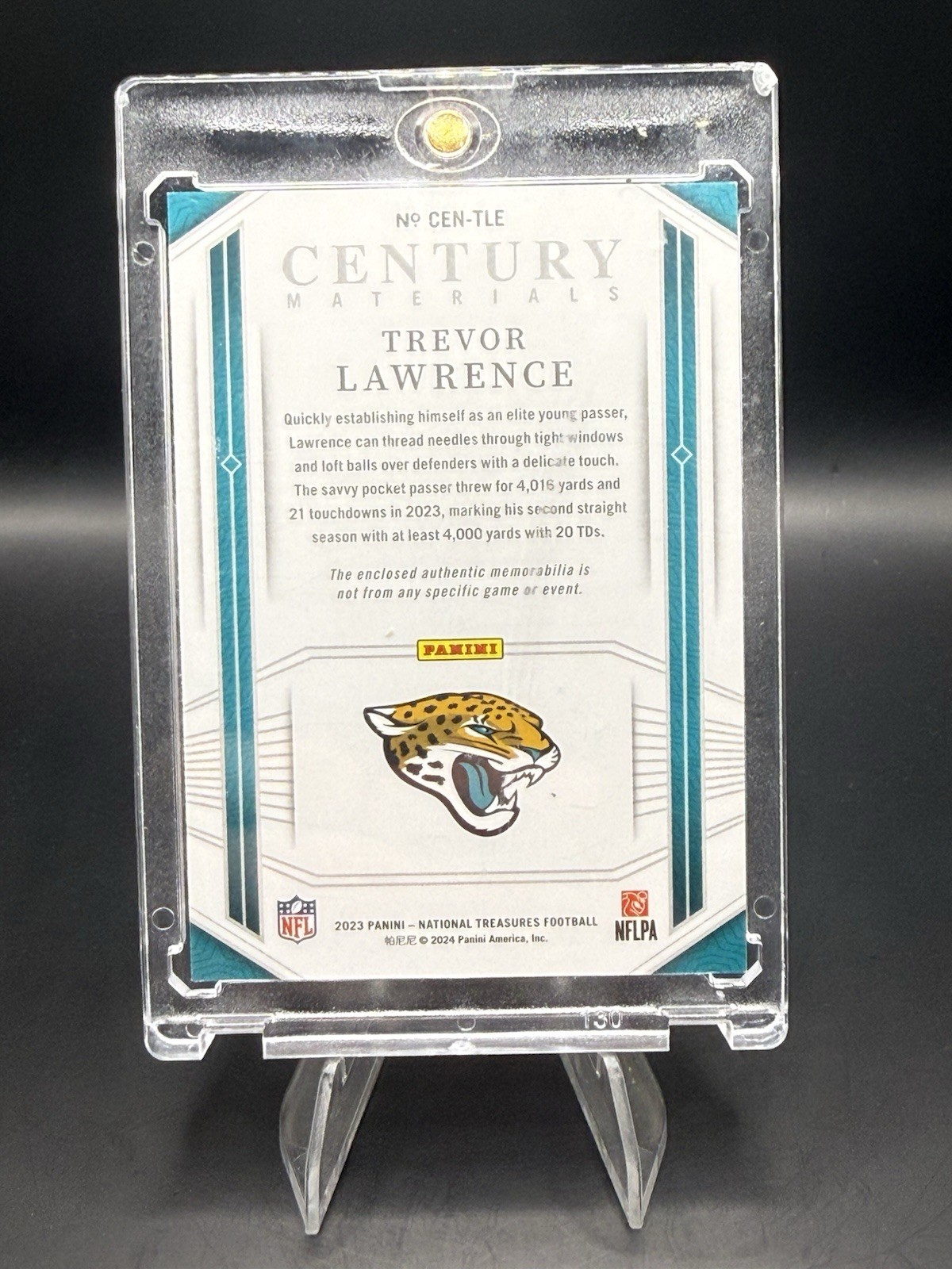 2023 National Treasures- Century Materials Trevor Lawrence NFL Shield /1 Jaguars