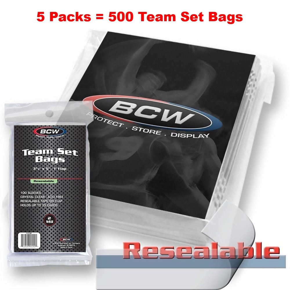 500 BCW Resealable Baseball Trading 35 Card Team Set Poly Bags Archival sleeve