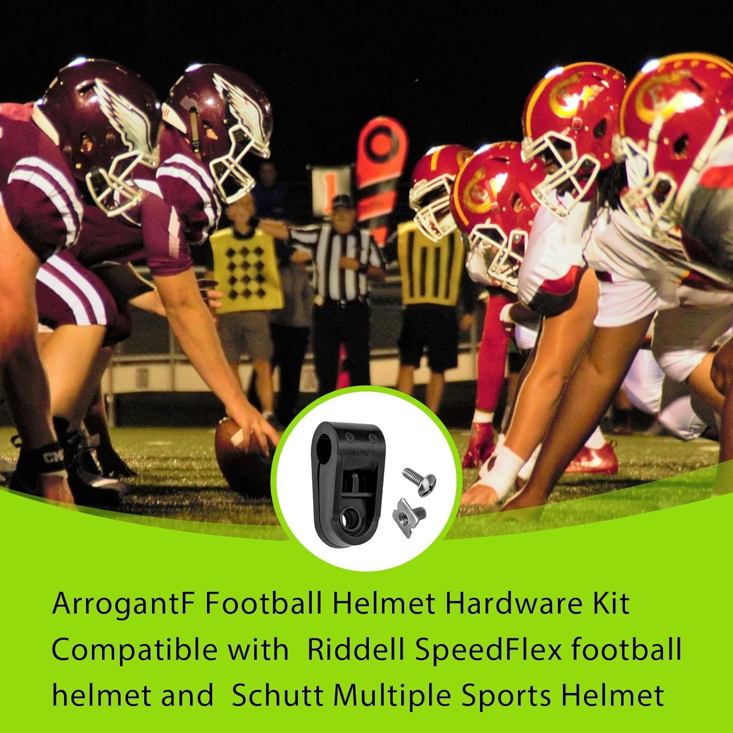 Football Helmet Clips Screws Nuts Compatible with Schutt F7 & One Size, Black