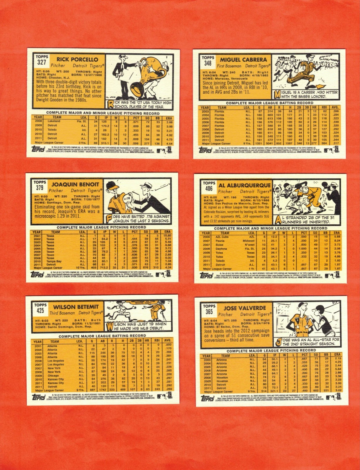 2012 Topps Heritage Detroit Tigers 1-500 Team Set! SPs Included!