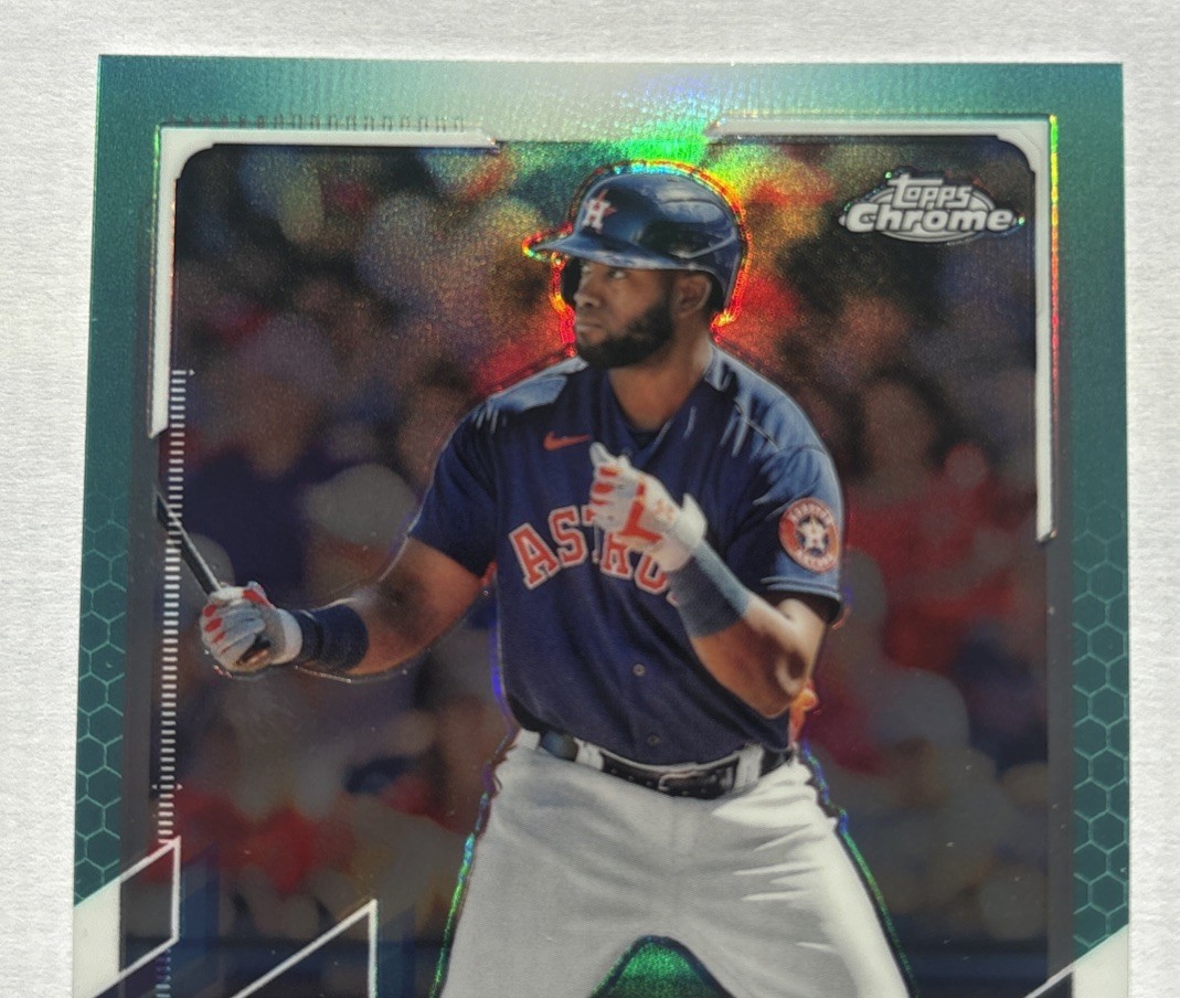 2021 Topps Chrome #141 Yordan Alvarez Aqua Refractor #/199 Houston Astros