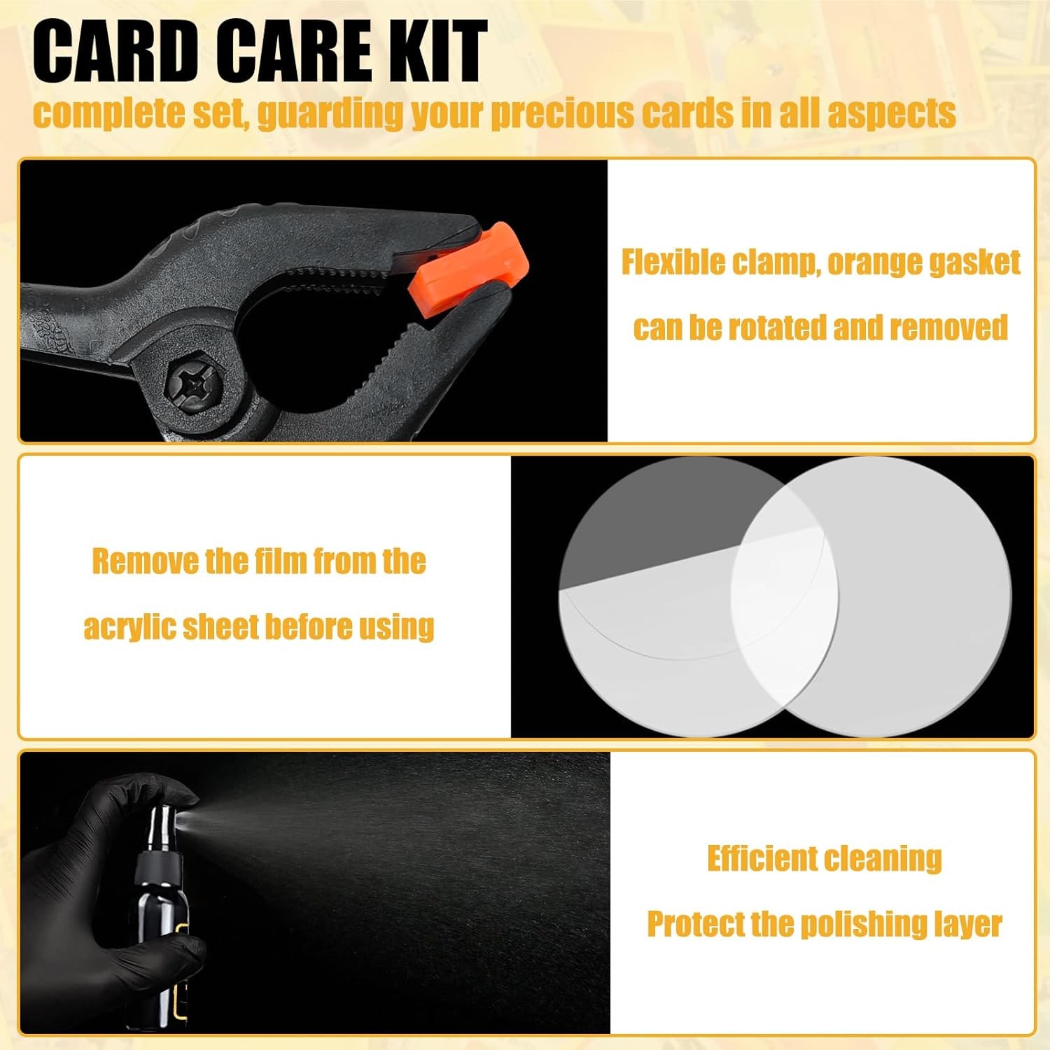 272 Pcs Card Care Clean Kit,Trading Card Cleaning Kit with Fixing Jig and EVA Sh