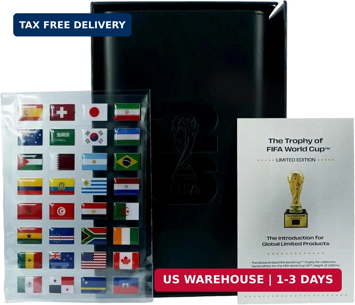 Official FIFA World Cup 2026 3D Trophy Replica Luxury Wood Leather Display Box