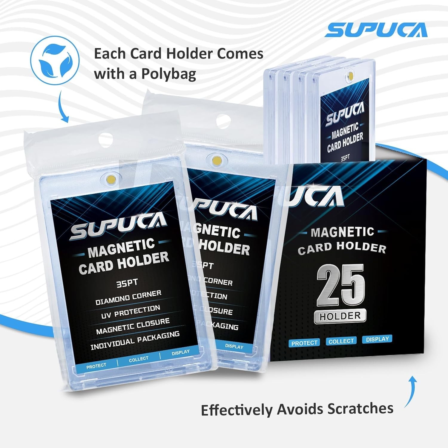 25ct Magnetic Card Holder 35PT, One Touch Protector for Trading Cards, Hard P…