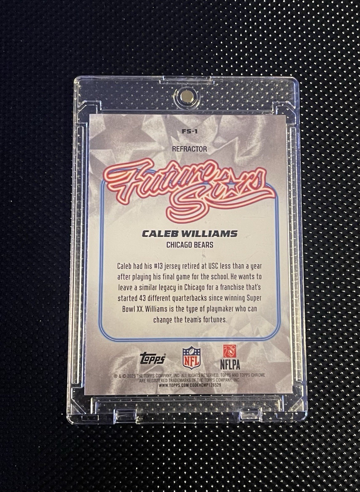 2025 Topps Chrome – Future Stars Caleb Williams #FS-1 Refractor – Bears