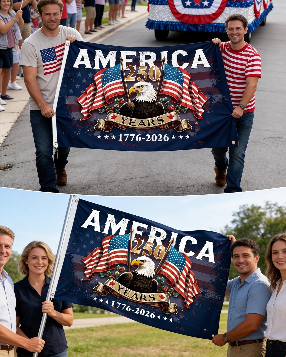 American 250th Anniversary Flag-3×5 FT Double-Sided 3-Ply 250 3×5 FT, Blue