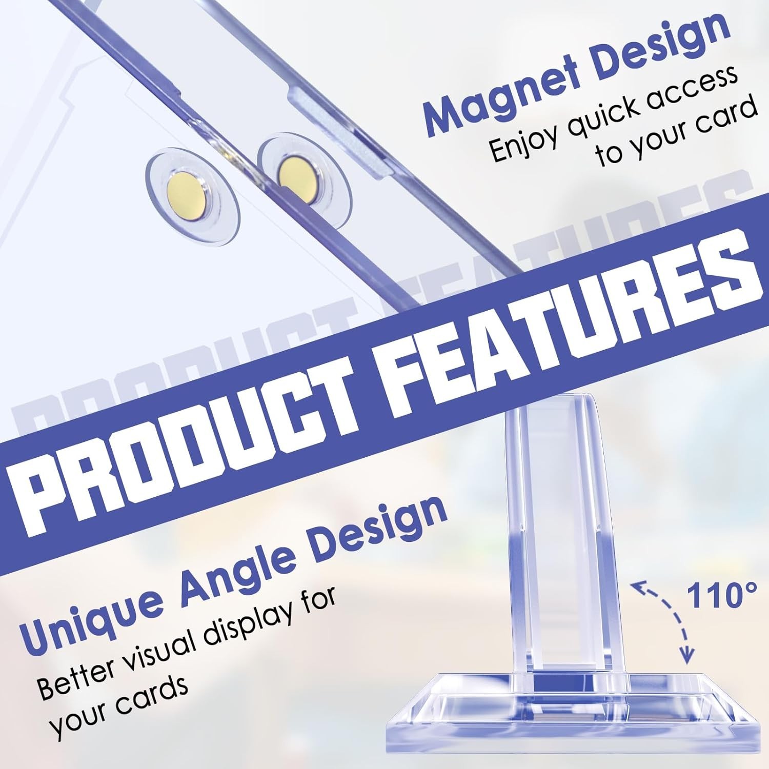 4ct Magnetic Card Holders 35pt Acrylic Trading Card Protectors with Stands 4pcs