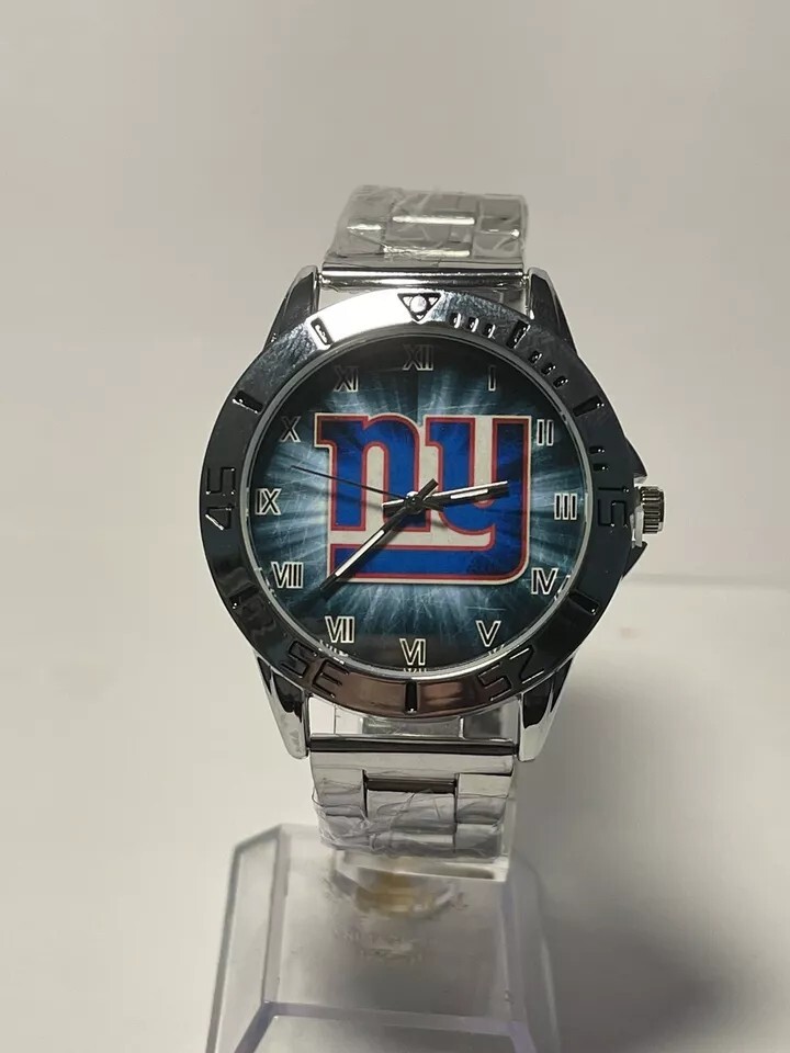 New York Giants NFL Team Logo Men’s Stainless-Steel Silver Watch NEW