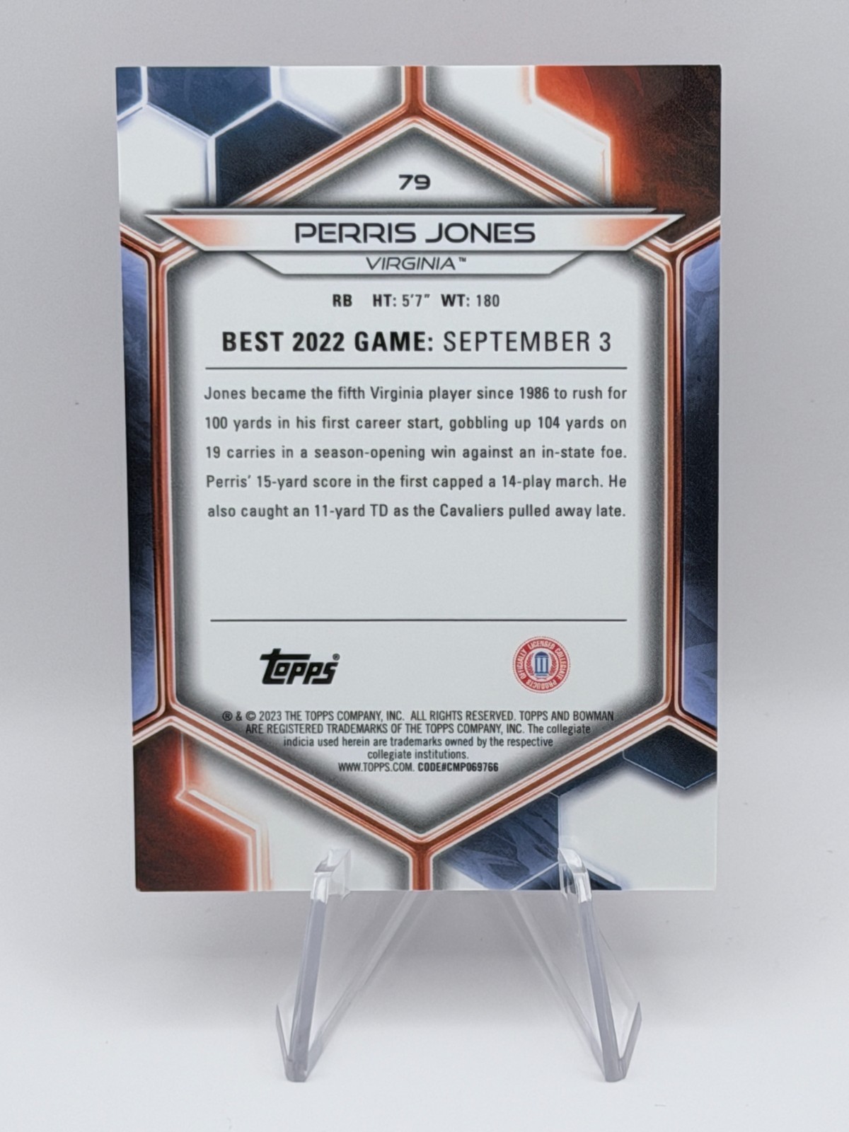 Perris Jones – 2023 Bowman’s Best U #79 Orange Geometric Refractor /25 UVA SSP
