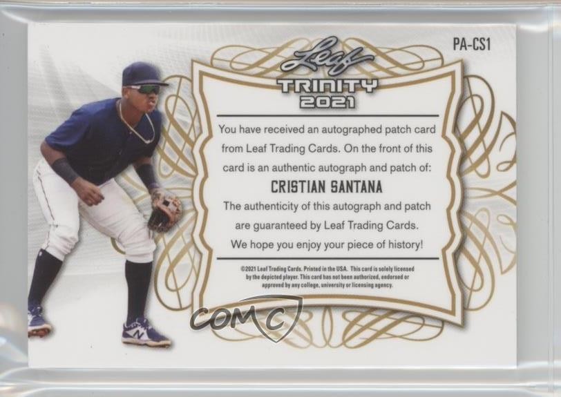 2021 Leaf Trinity Patch Purple /25 Cristian Santana #PA-CS1 Patch Auto 0p1q