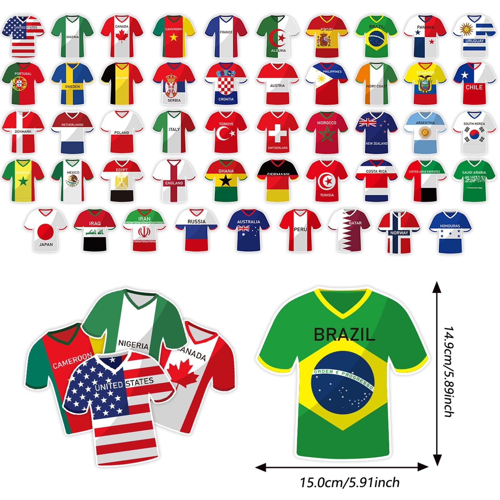 For 2026 World Cup Soccer Jersey Flags 15 x 15 cm (5.91 x 5.91 in), Colorful