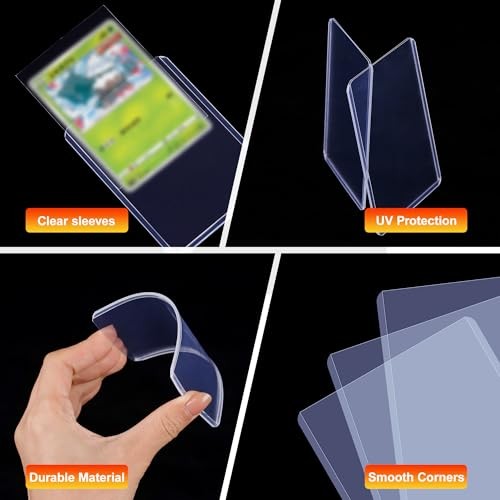 2000 Card Sleeves, Clear Hard Sleeves for Cards, 1000 pcs + 1000 pcs Clear