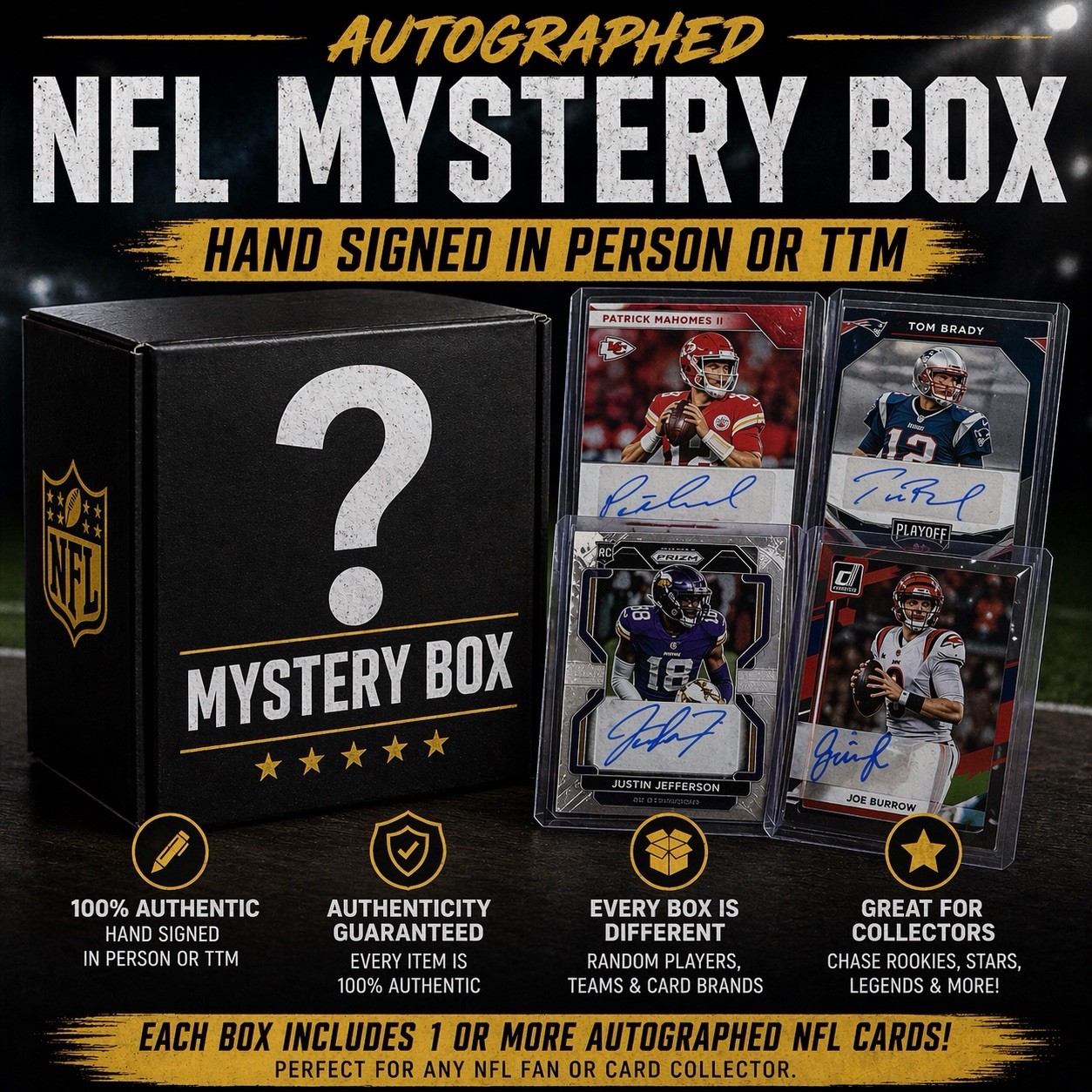 Autographed Mystery Box – Autographed NFL Cards Mystery Box – HAND SIGNED 🔥