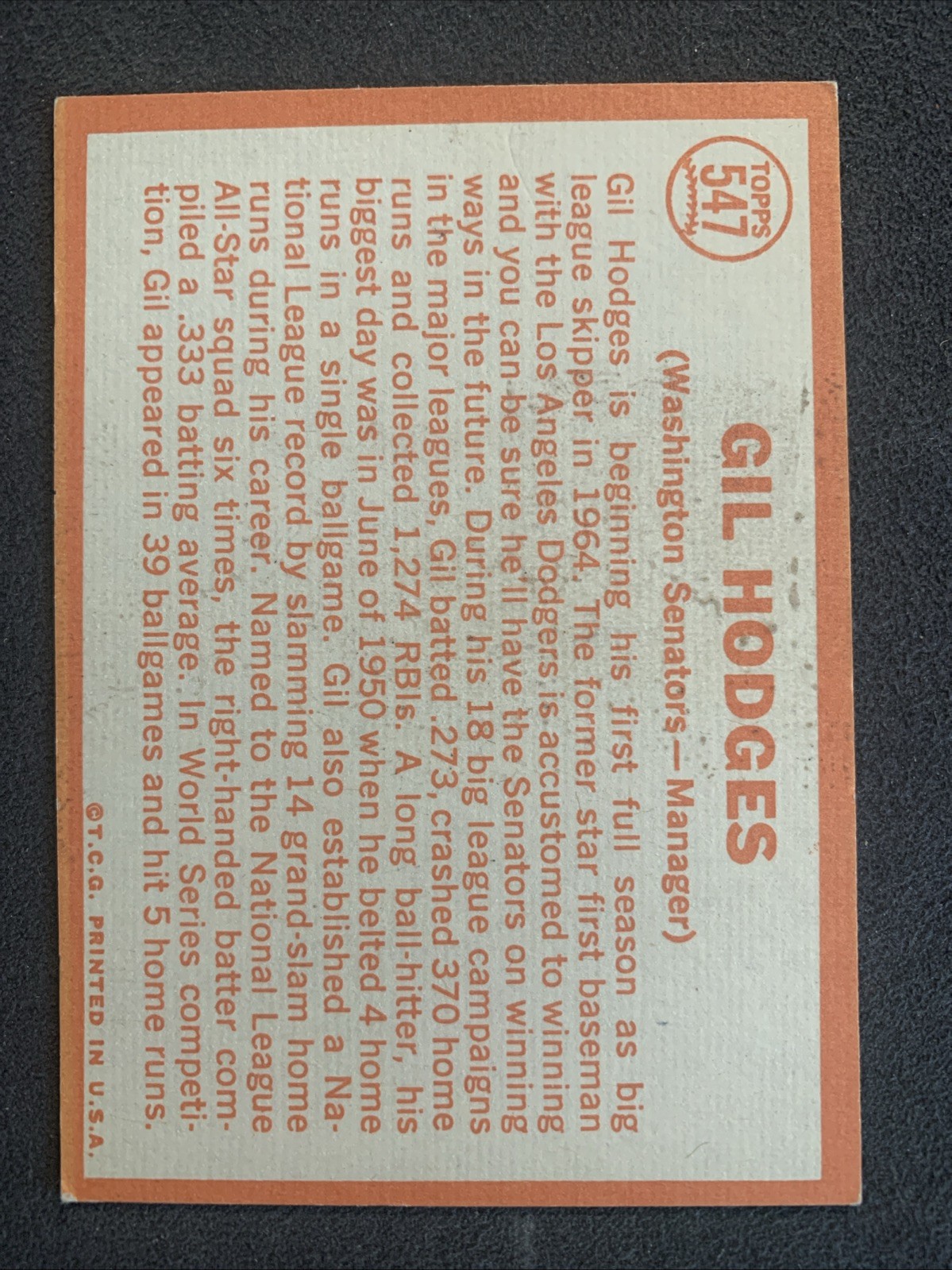 1964 Topps – High # Gil Hodges #547