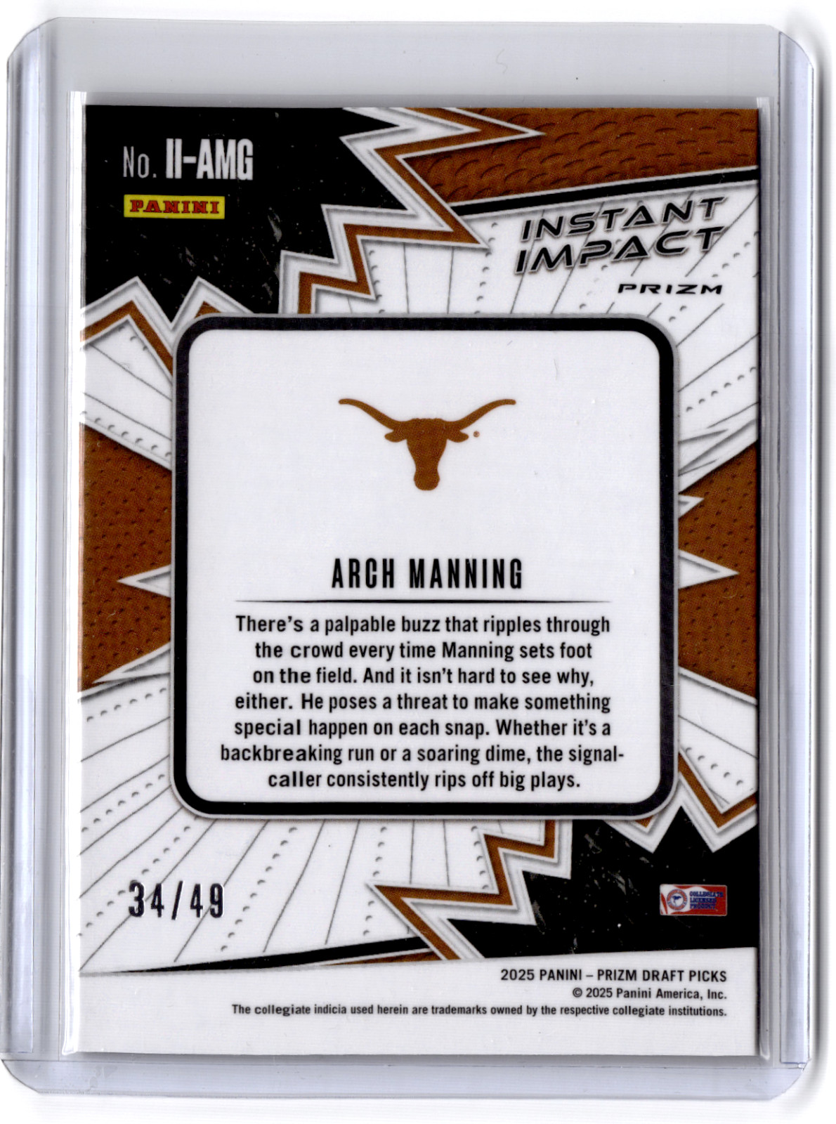 2024 Prizm Draft Picks Arch Manning Instant Impact Red Flash /49 RC #II-AM