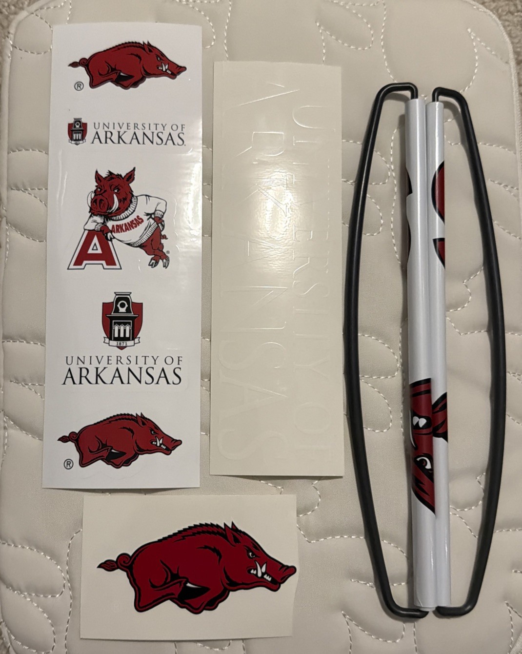 University Of Arkansas Banner And Stickers Gift Woo Pig And Sunglasses