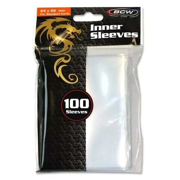 1 Pack (100) BCW Inner Sleeves Load on Top 64mm x 89mm Standard Card Size