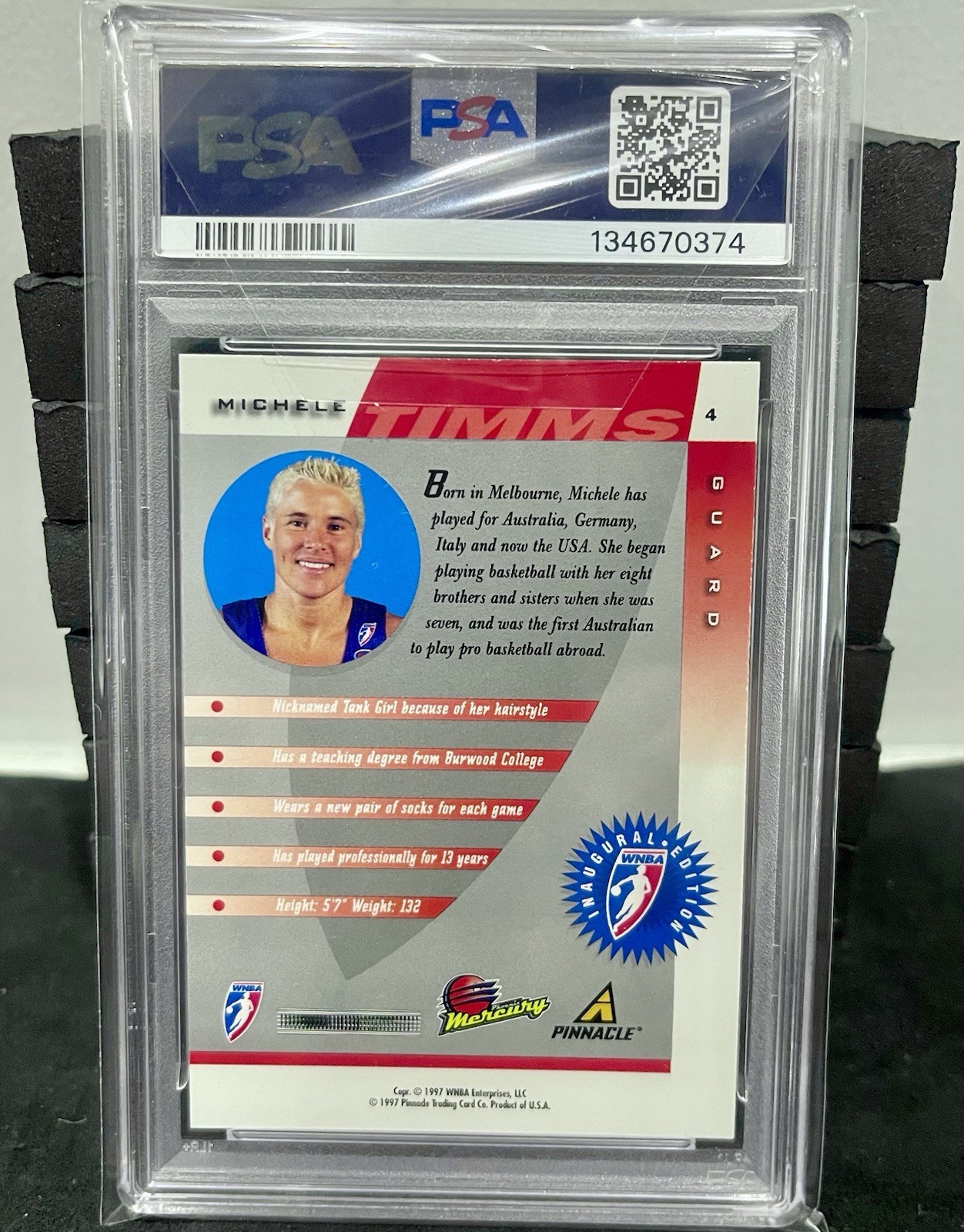 1997 Pinnacle Inside WNBA – Michele Timms #4 (RC) PSA 10 Gem Mint HOF