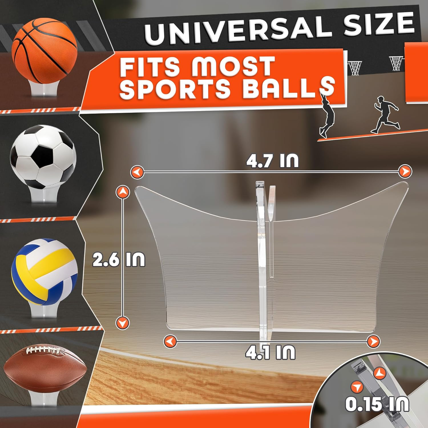 Basketball Stand Display & Holder – Non-Slip Mount Soccer Ball Stand Display wit