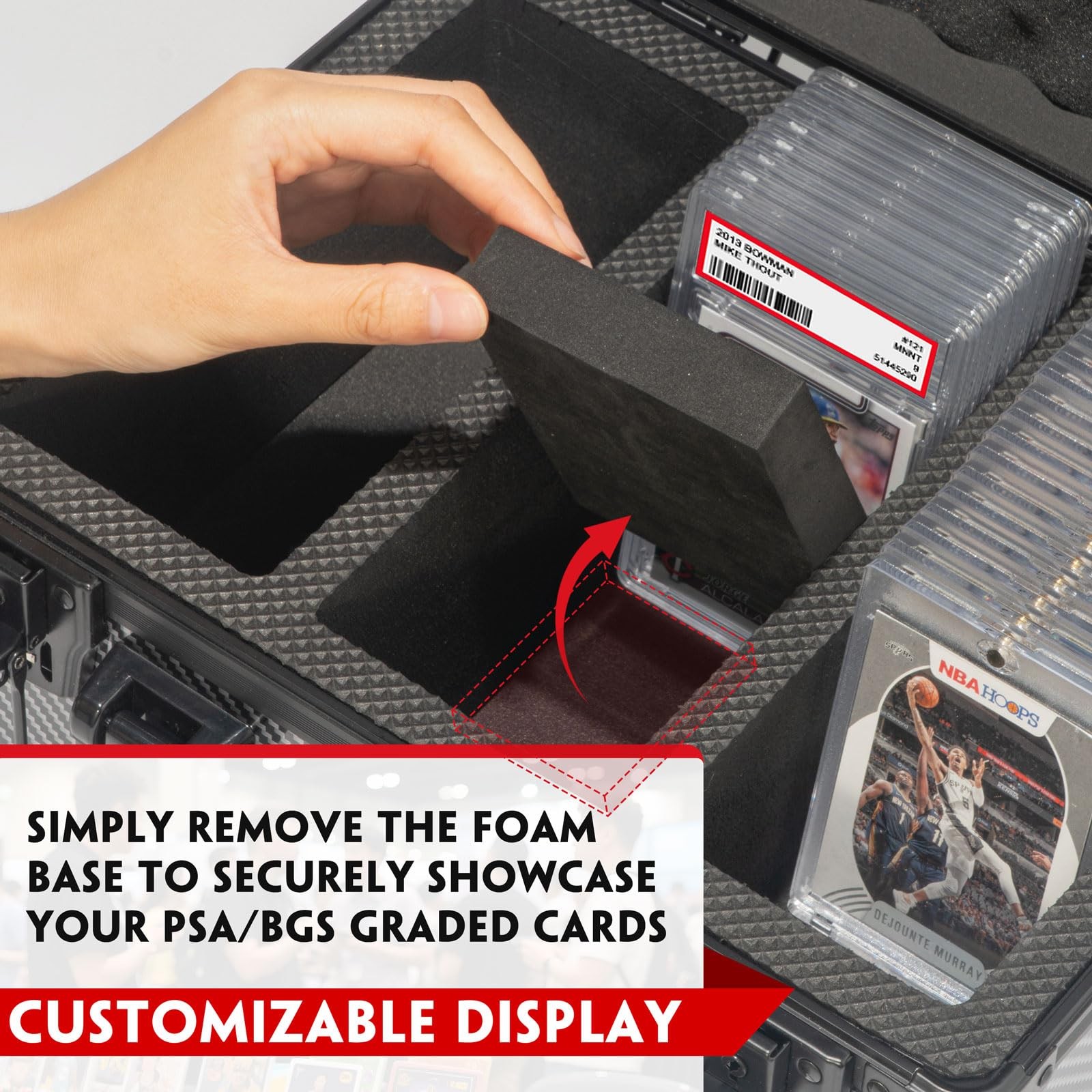 Graded Card Storage Box, Trading Cards Slab Carrying Case, 6 Row Hard Sports …