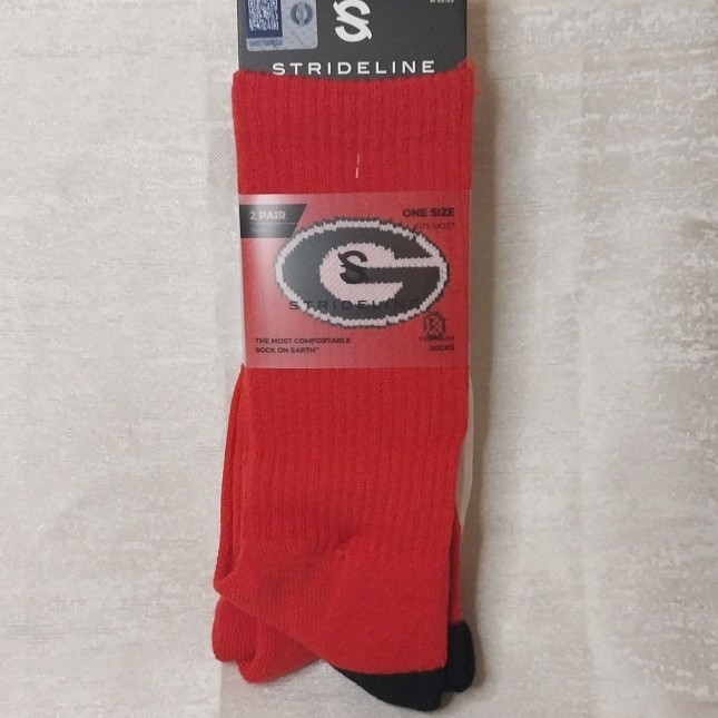 Strideline Georgia Bulldogs Red White Black Socks Size M/L NCAA 2 Pack