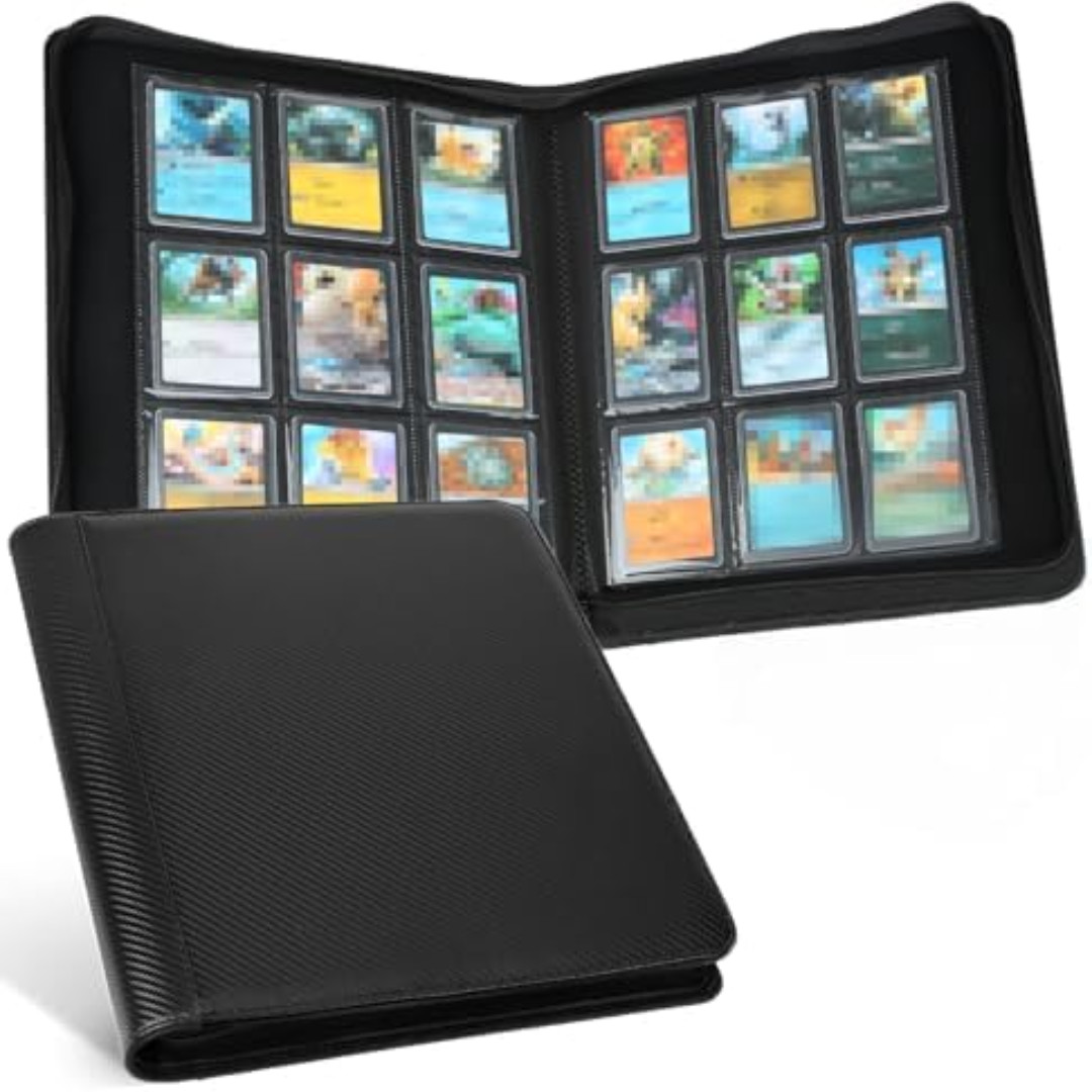 9 Pocket Toploader Binder Holds 288 3×4 Rigid Trading Card Holder Storage Gray