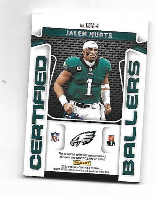 Jalen Hurts 2023 Certified Ballers Eagles Head Logo Patch “05/10” CBM-4 Eagles