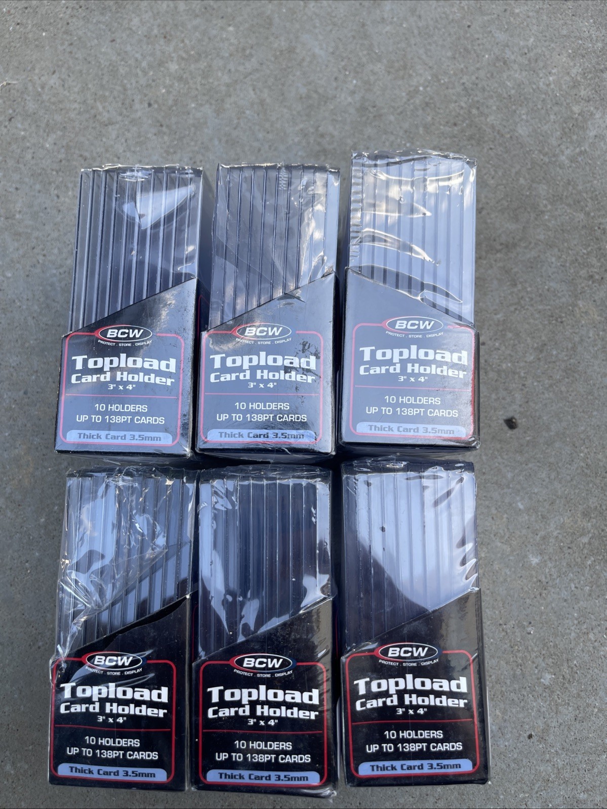 60 BCW 3X4 Thick Card Toploaders 6 Packs of 10 for up to 138pt Cards 3.5mm