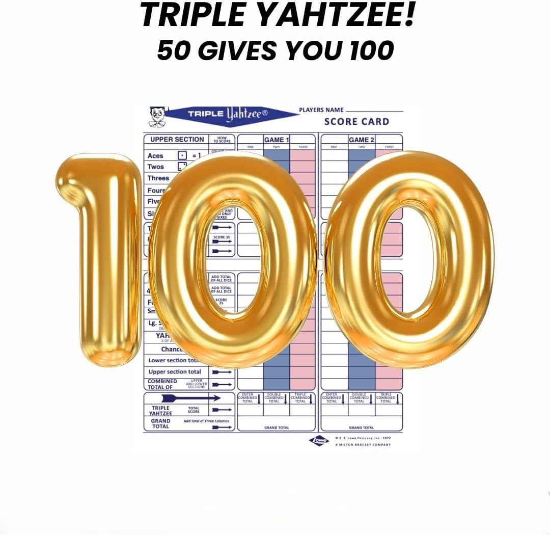 100 Premium Large Double Sided Triple Score Sheets Cards Pads for Yahtzee Game