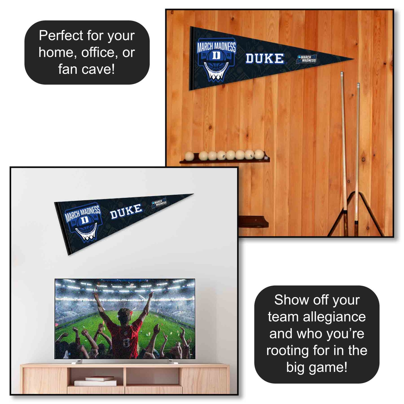 Duke Blue Devils 12 in X 30 in 2026 March Basketball Madness College Pennant