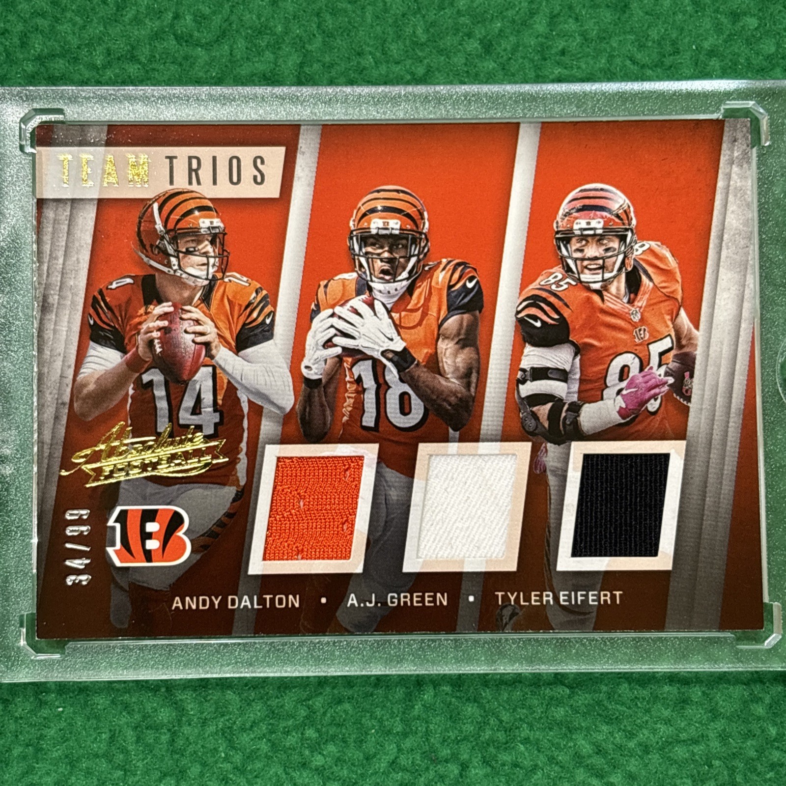 2016 Panini Absolute – Bengals Team Trios- A.J. Green – Dalton – Eifert – /99