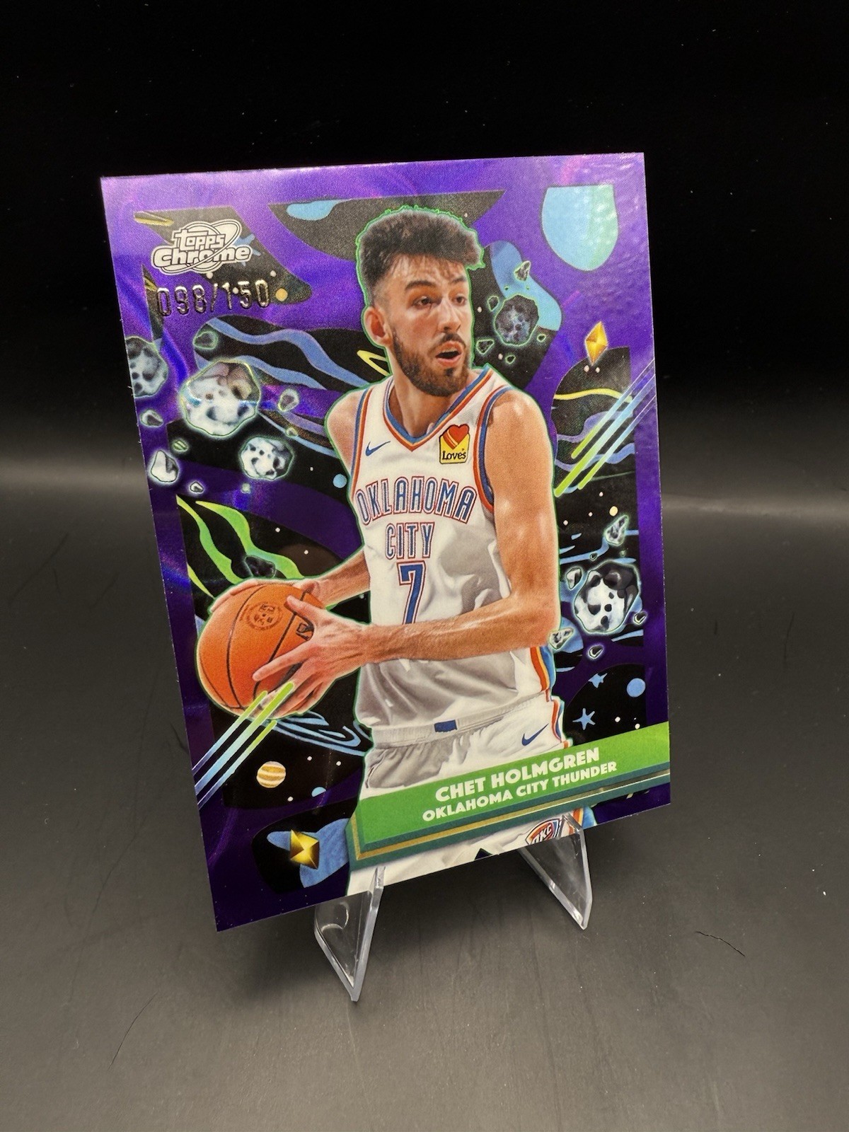 Chet Holmgren 2025-26 Topps Chrome Cosmic Purple Refractor #126 /150 Thunder