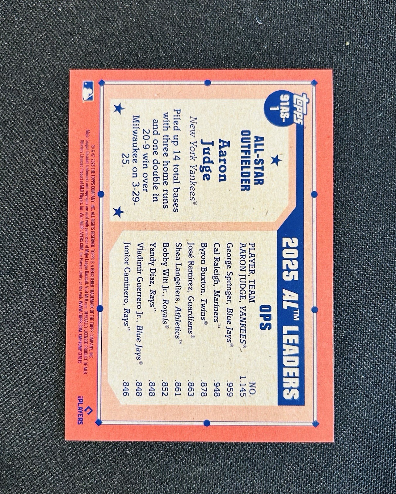 2026 Topps Series 2 1991 All-Star Retro #91AS-1 Aaron Judge