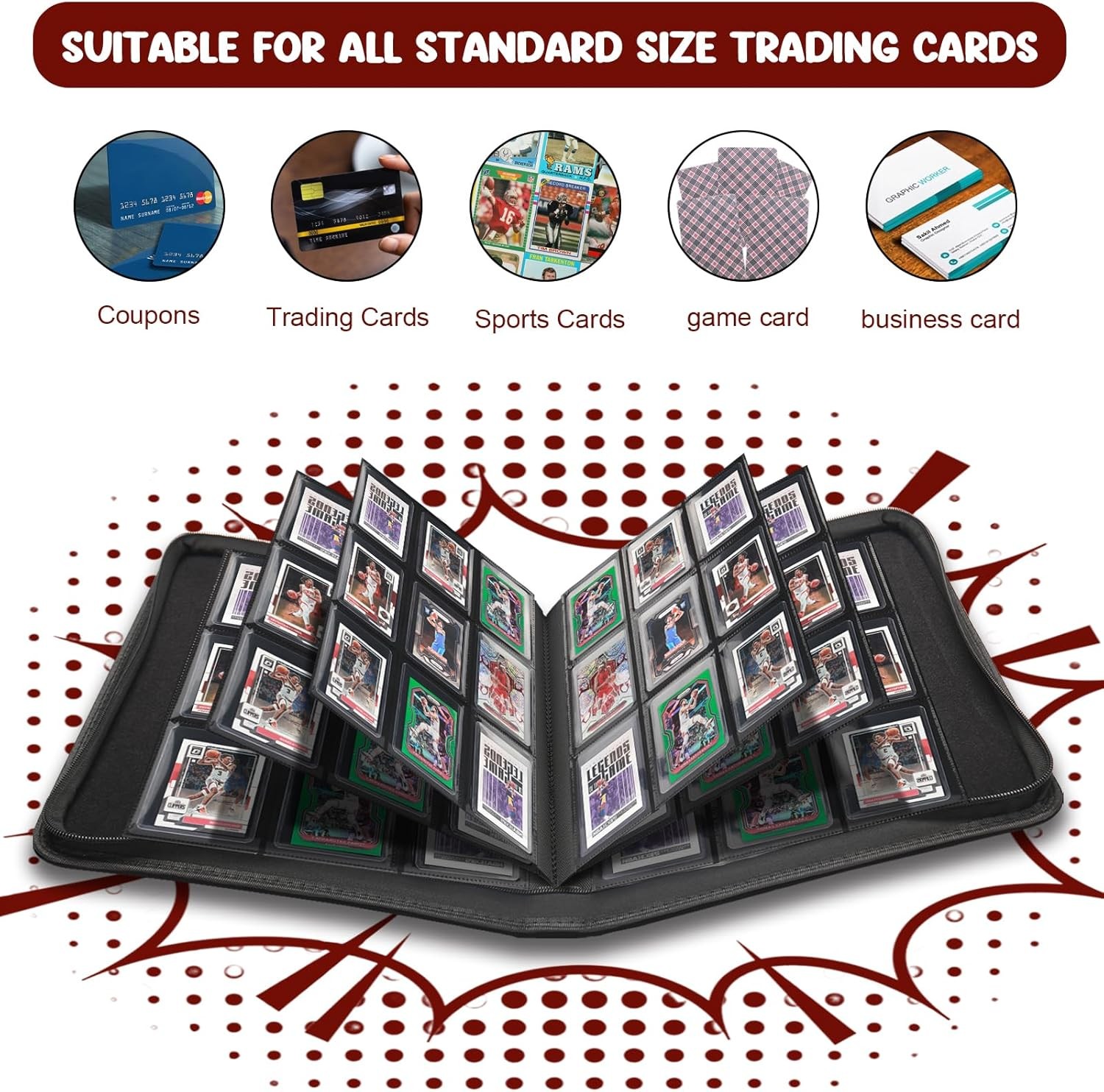 9 Pocket Toploader Binder Holds 324, 3×4 Rigid Trading Card Holder Storage Gray
