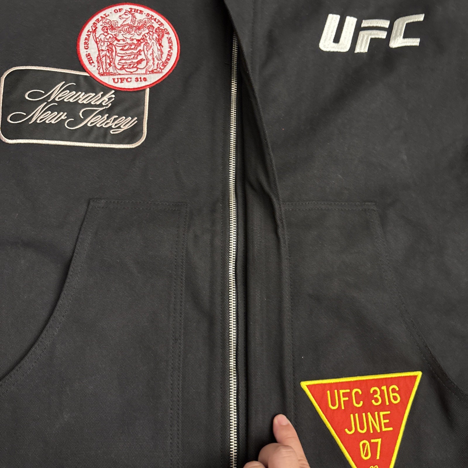 NWT UFC 316 Newark NJ Canvas Black Jacket Mens 2XL Embroidered/Patches Limited