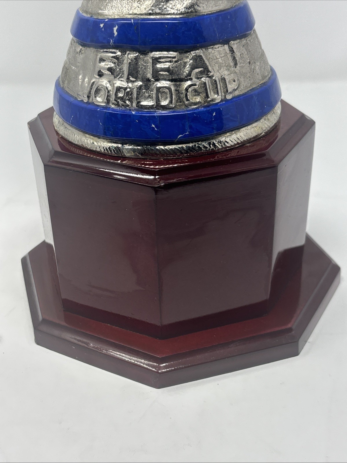 Cool Silver Tone Metal FIFA World Cup Replica Trophy On Custom Pedestal 17” High