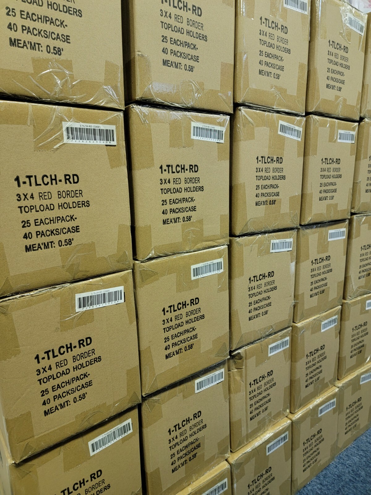 Red Border BCW Sealed Case (1000) 3×4 Standard Top Loader Toploaders 1-TLCH-RD