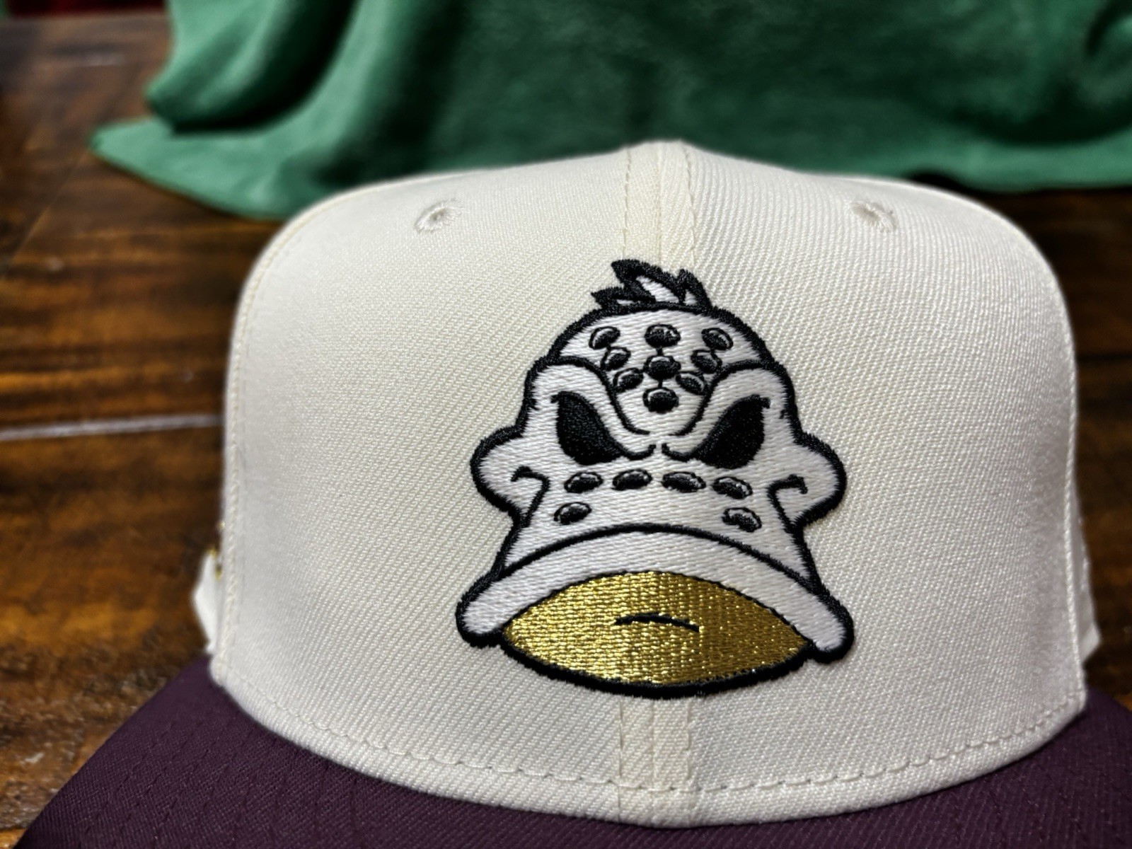 Anaheim Mighty Ducks Off White Plum New Era Fitted 7 3/4 Green Glow In The Dark
