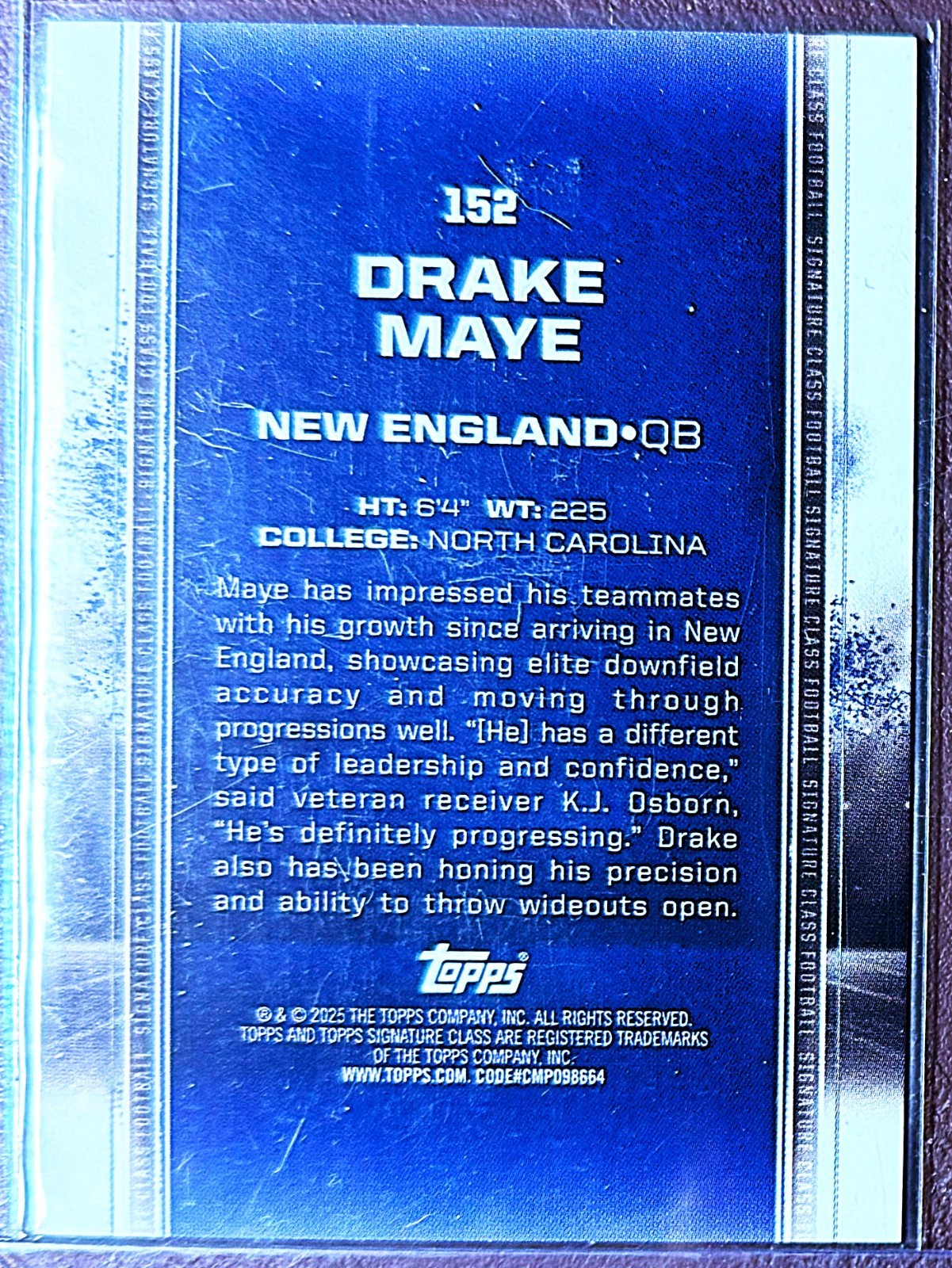 Drake Maye 2024 Topps Signature Class Rookies #152 Bronze (RC) Free Ship!