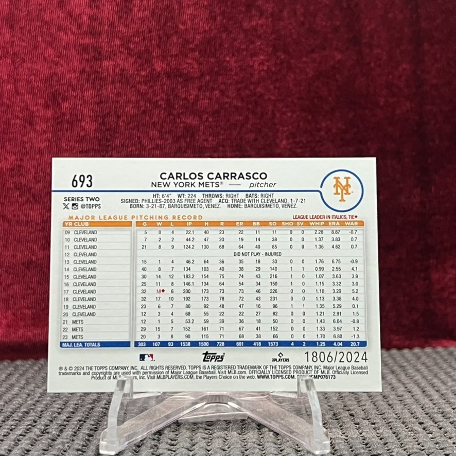 2024 Topps Series 2 – Carlos Carrasco #693 Gold /2024