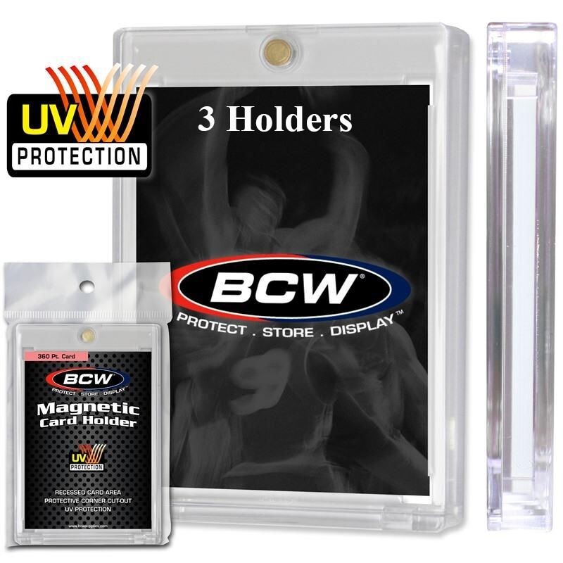 3 BCW Magnetic Card Holders 360 Pt Recessed UV Protection Slab 2 1/2 x 3 1/2 “