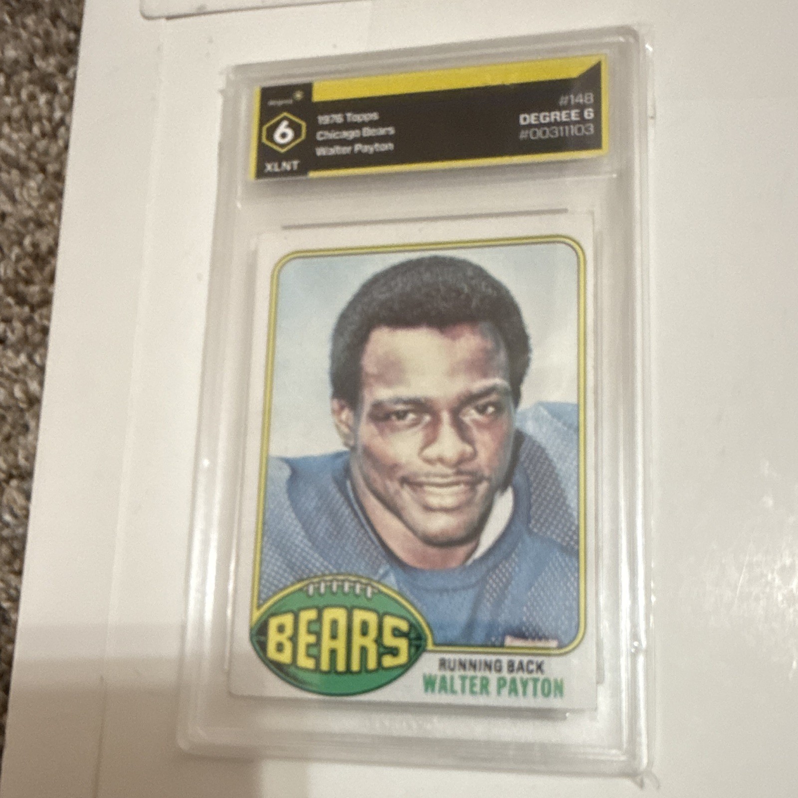Topps 1976 Walter Payton Rookie #148 Chicago Bears Degree 6 Graded Card