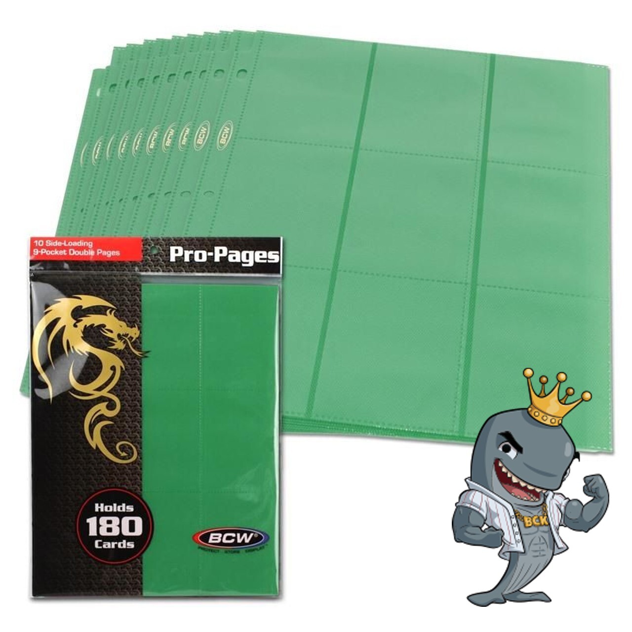 BCW Pro Double-Sided 9-Pocket Pages 10ct Pack – Green (Side Load) FREE SHIP