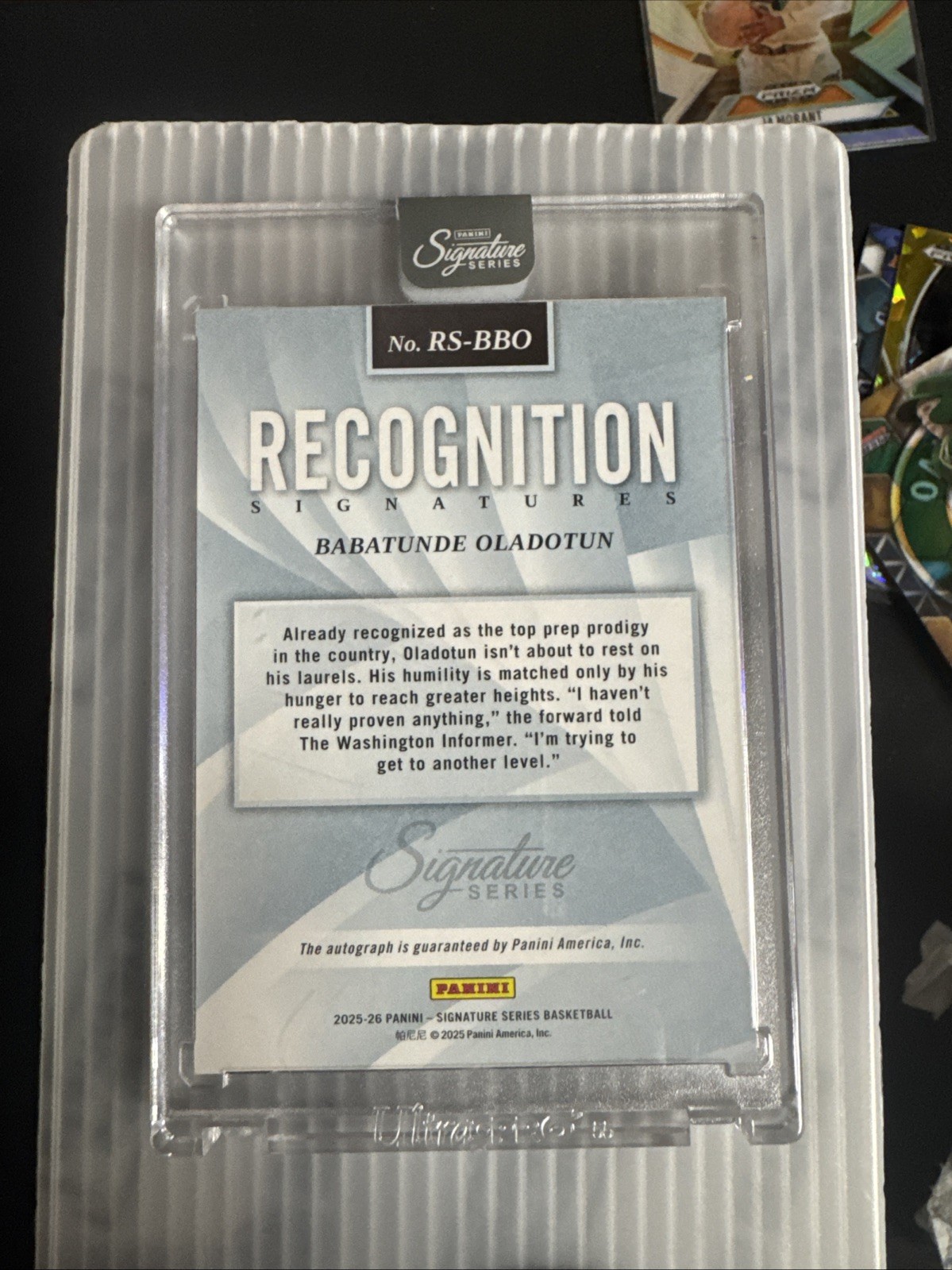 2025/26 Panini Signature Series BABATUNDE OLADOTUN RECOGNITION SIGNATURES #19/25