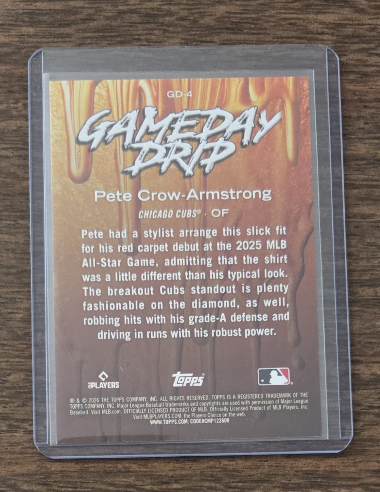 Pete Crow-Armstrong 2026 Topps Series 1 Celebration Gameday Drip! #GD-4 Cubs PCA