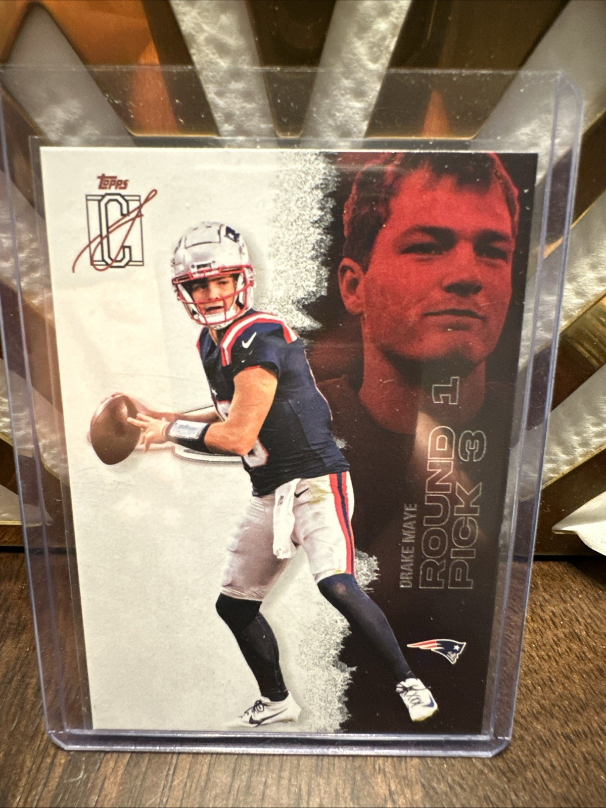 Drake Maye Topps Round 1 Pick 3 Rookie Insert New England Patriots #38