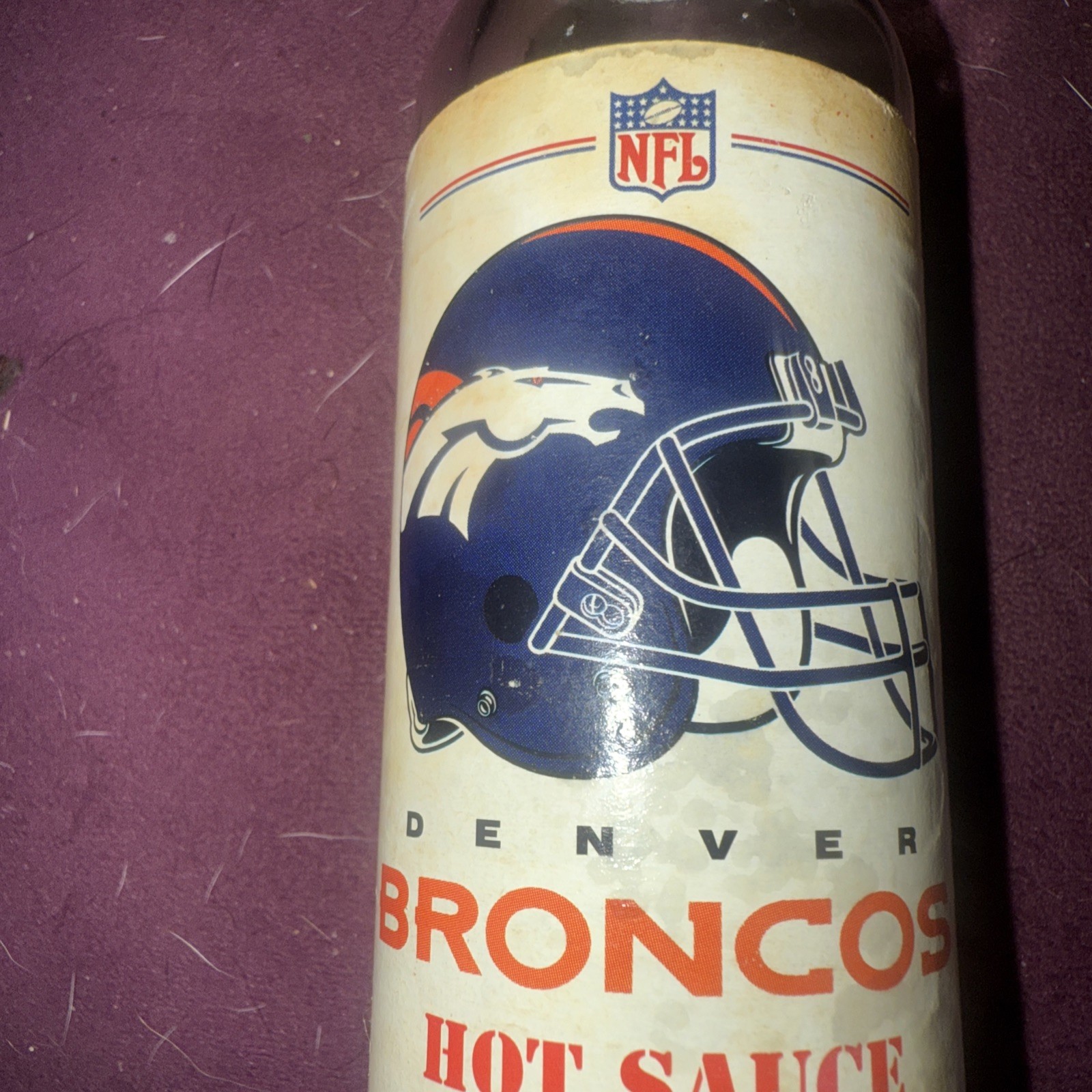 RARE Vintage NFL Denver Broncos Official Team Hot Sauce 5oz Empty.