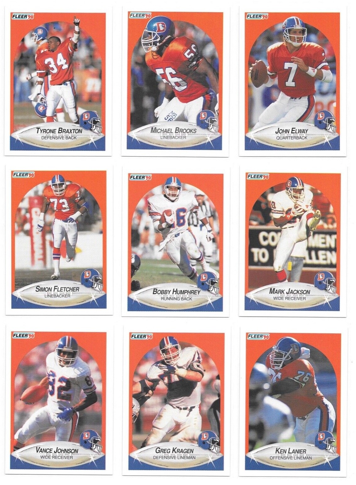 1990 Fleer Football Trading Cards / Choose #s 1 – 250 / mb39