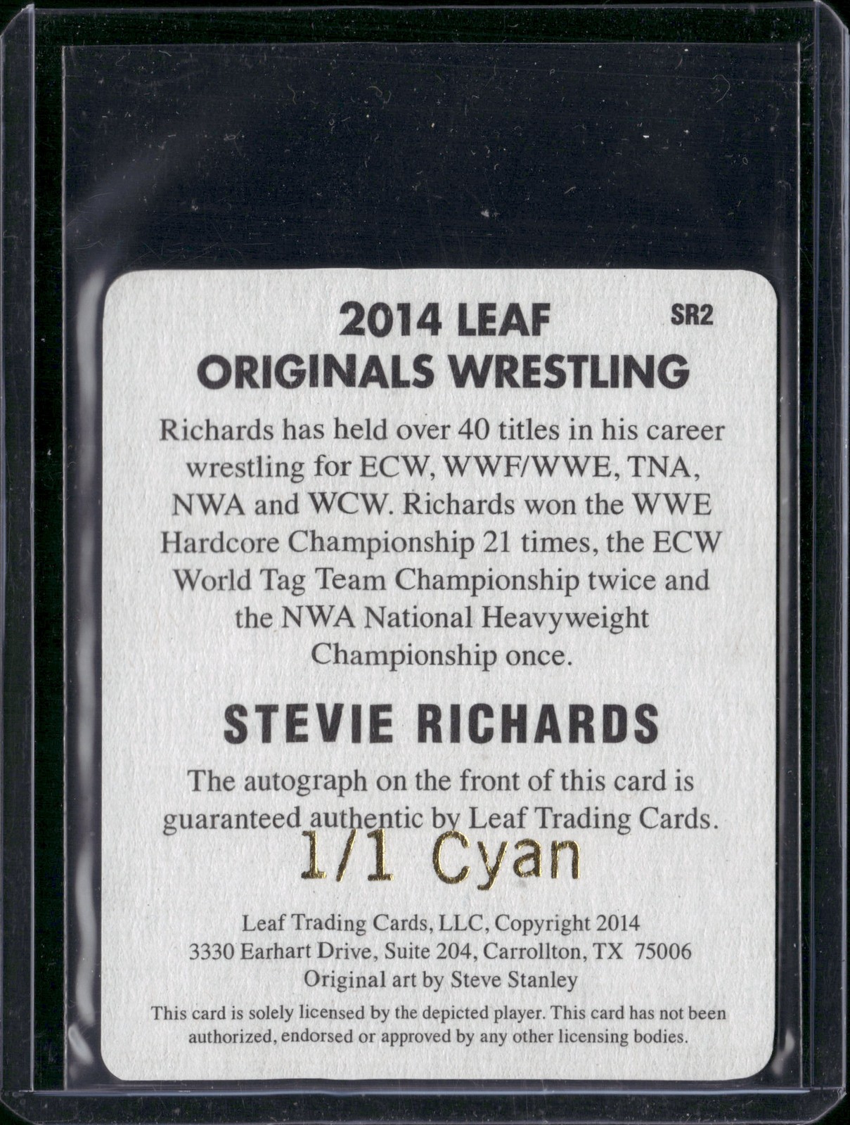 2014 Leaf Originals #SR2 Stevie Richards Cyan Printing Plate 1/1